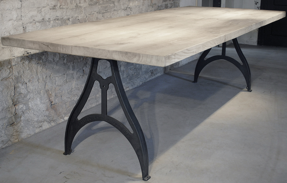 Industrial design table with rustic oak top DT01 DT69