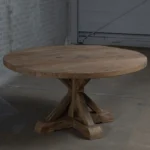 Landelijke ronde eettafel van massief oud eikenhout in kloosterstijl