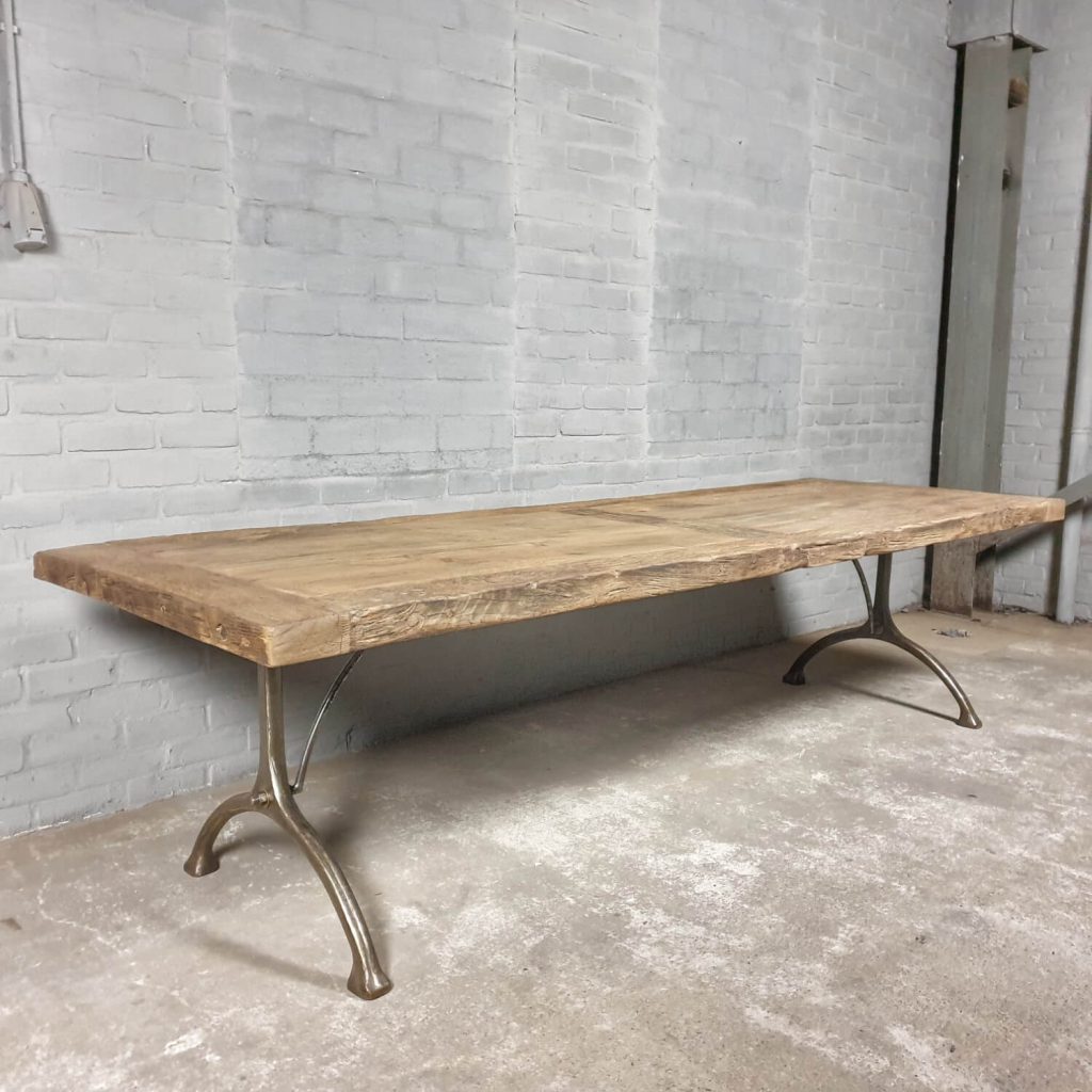 Industrial design table with cast iron base IND777