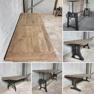 Industrial design oak dining table – iron table legs - TOP066