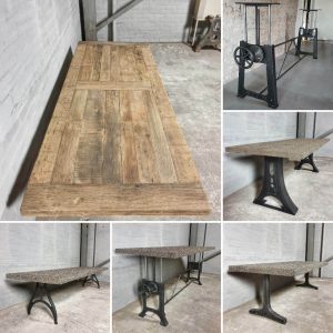 oak dining table – iron table legs – TOP046