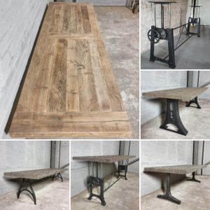 Industrial design oak dining table – iron table legs - TOP068