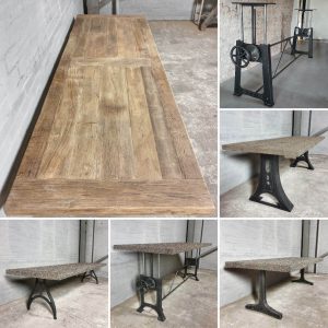 Industrial design oak dining table – iron table legs - TOP069