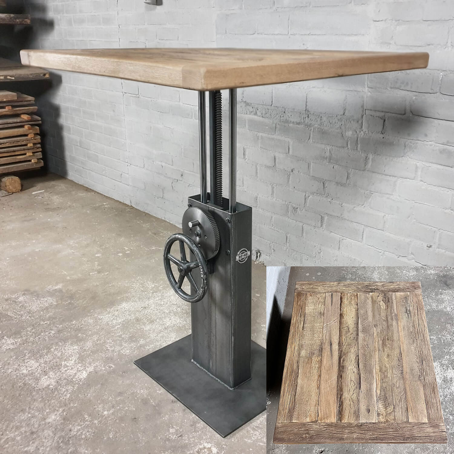 Industrial design bistro table height adjustable base – IND753-TOP2309 Industrial bistro table