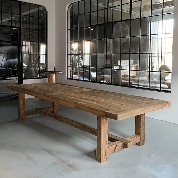 Robust Refectory table Ulm reclaimed oak 7cm thick Z027