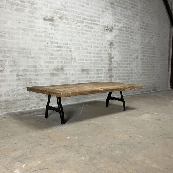 Industrial old oak coffee table with steel table legs