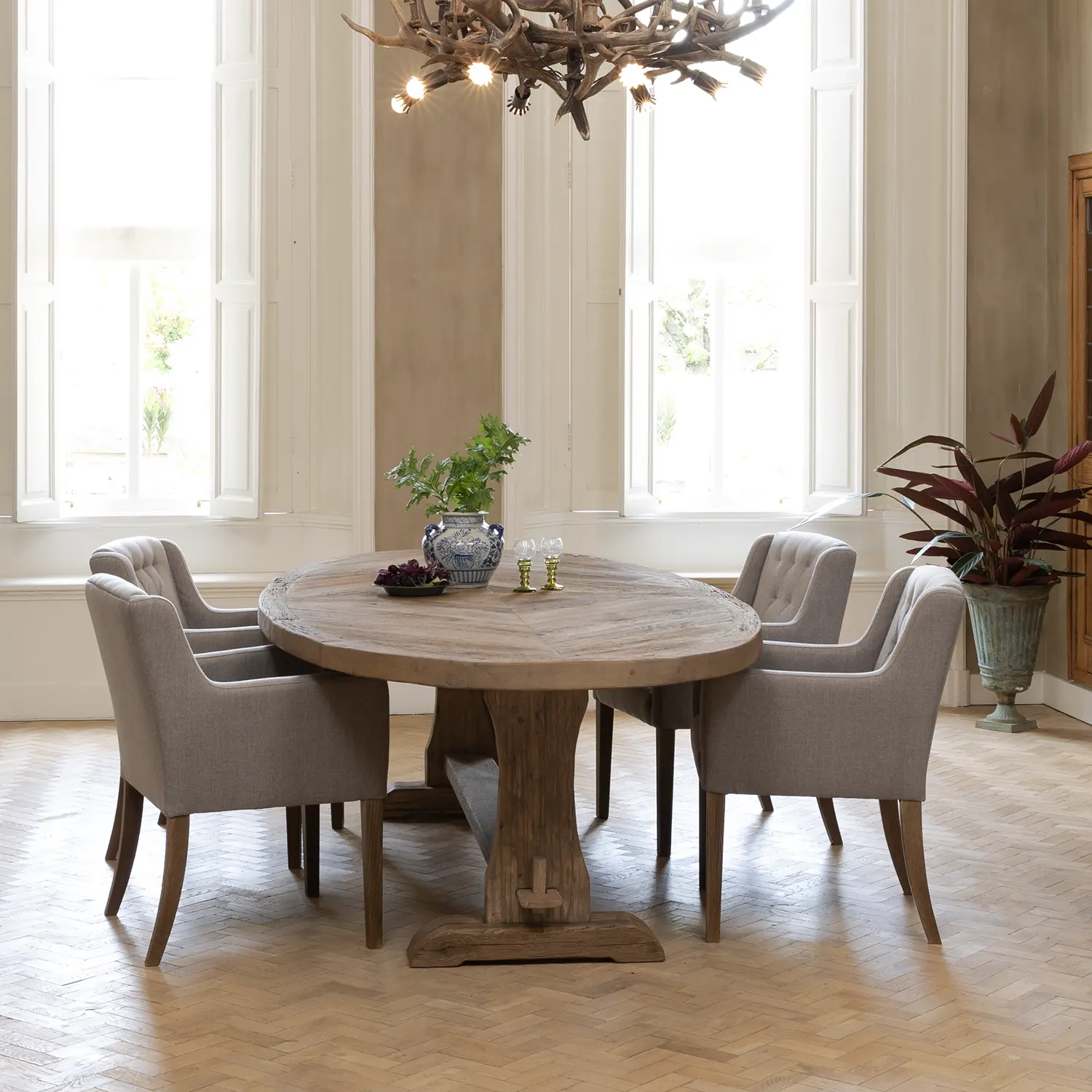 Oval oak refectory table Annecy handmade in the Netherlands